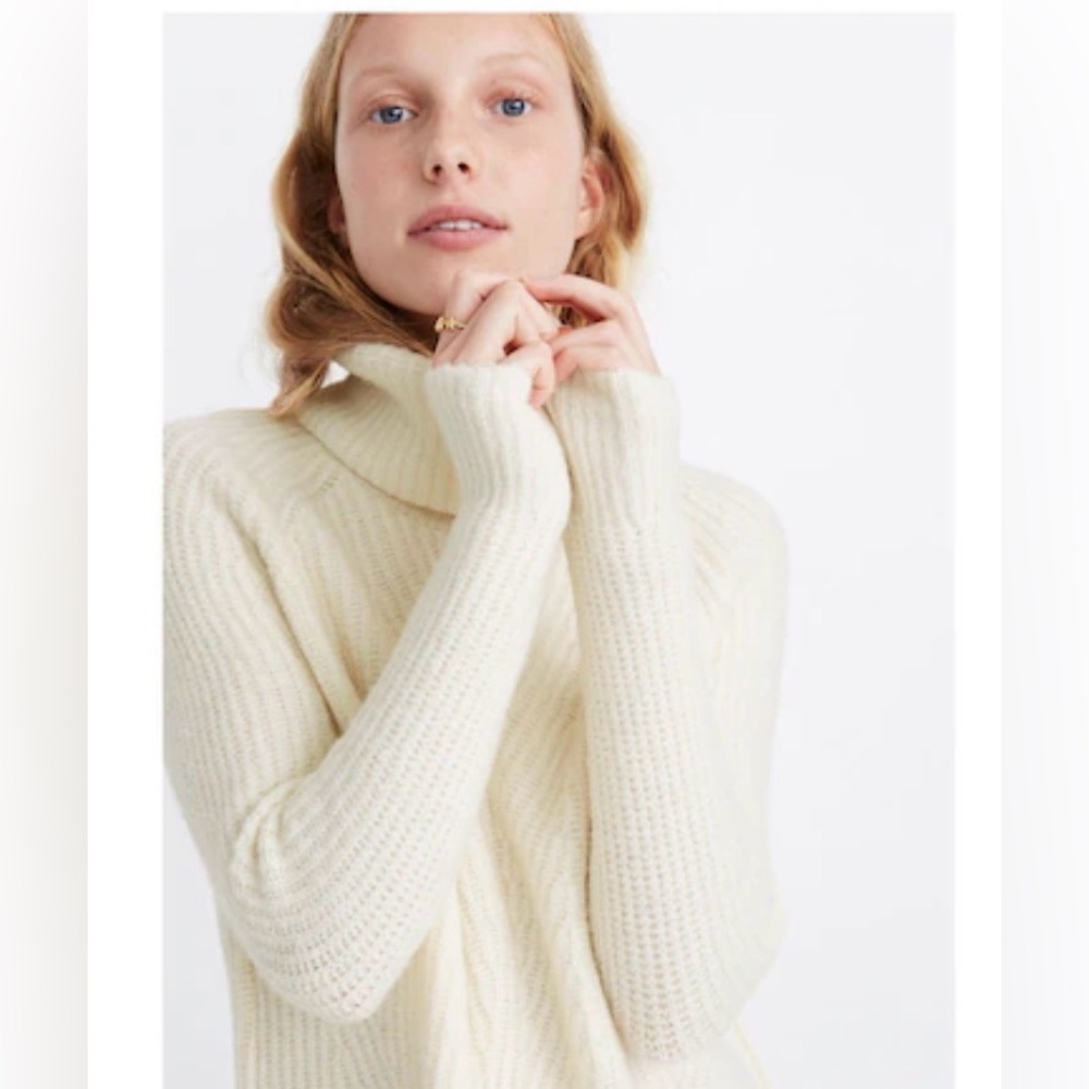 New Madewell Mercer Turtleneck Sweater in Coziest Yarn Ivory Size Small - Picture 2 of 7